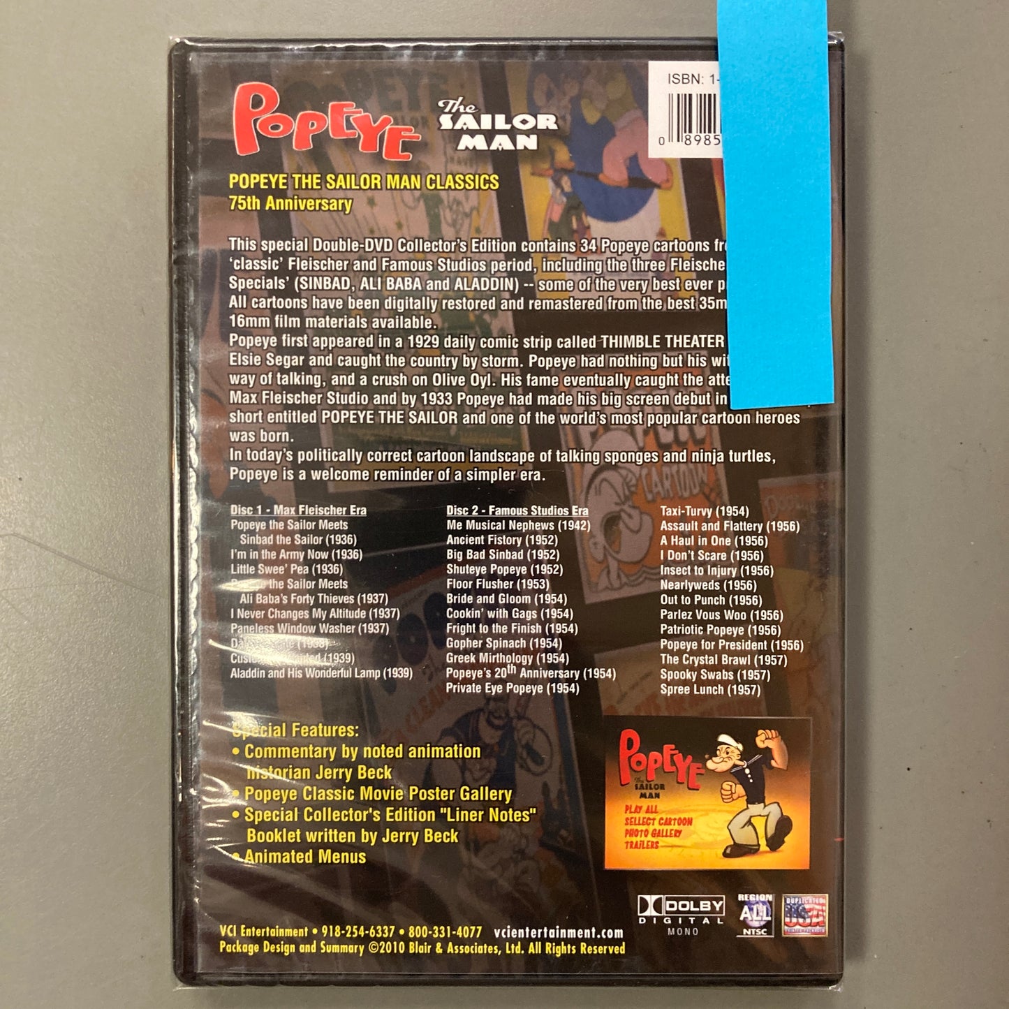 Popeye The Sailor Man, 75th Anniversary (DVD)