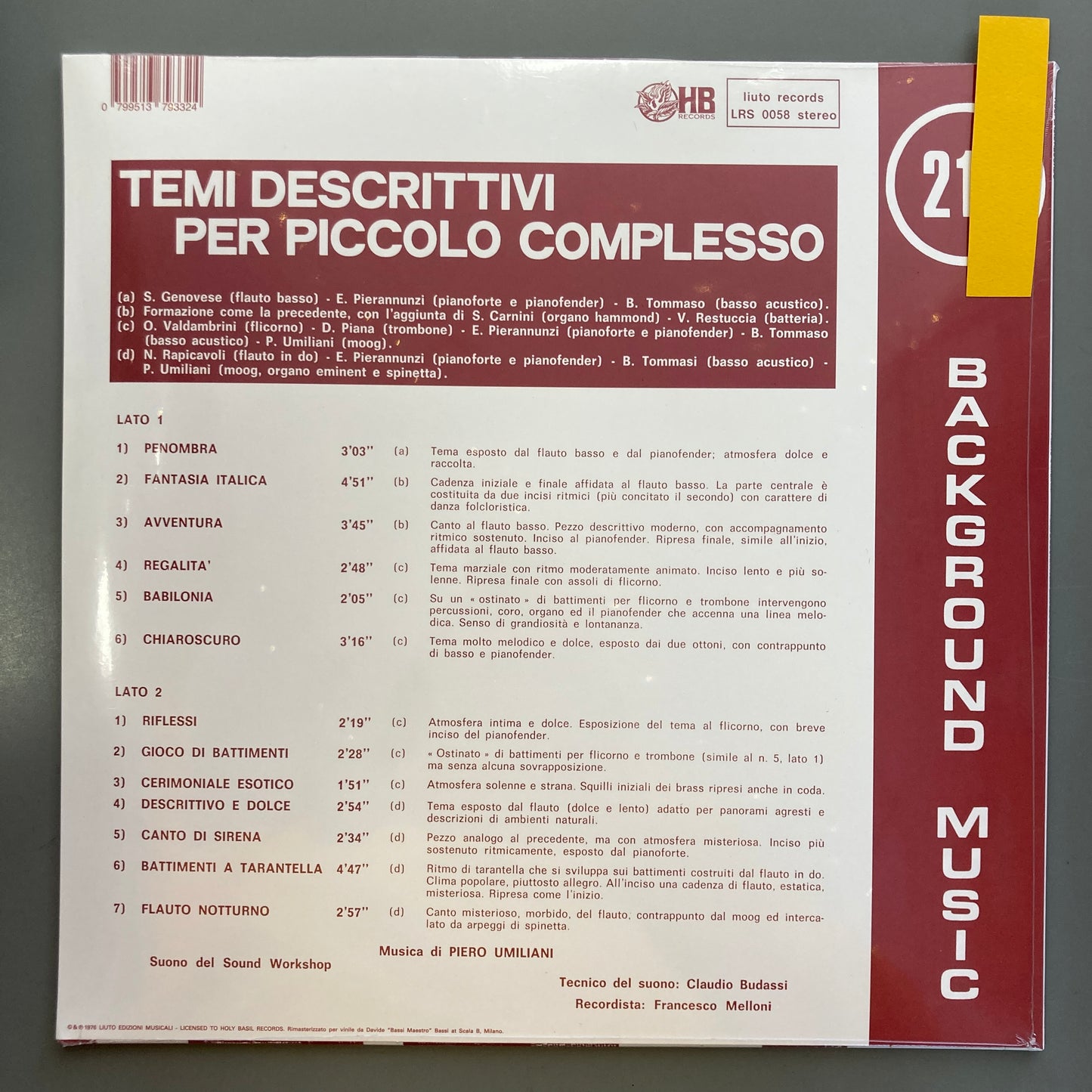 Temi Descrittivi Per Piccolo Complesso (Vinyl)