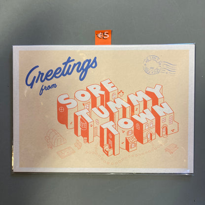 Greetings from Sore Tummy Town (Greeting Card)